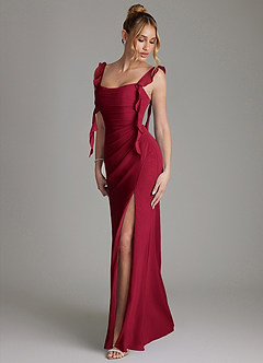 Azazie Jessamine Bridesmaid Dresses Burgundy Mermaid Corset Chiffon Dress image6