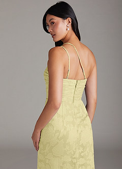 Azazie Eren Bridesmaid Dresses Lemon Sorbet Sheath One Shoulder Floral Burnout Dress image6