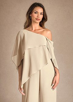 Azazie Halima Kleider für die Brautmutter Overall/Jumpsuit Seitliche Cut-Outs Chiffon Kleid Champagner image8