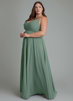 Azazie Amani Brautjungfernkleider A-Linie Plissee Chiffon Kleid Eukalyptus image11