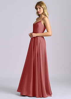 Azazie Truce Bridesmaid Dresses Antique Rose A-Line Stretch Satin Dress image5