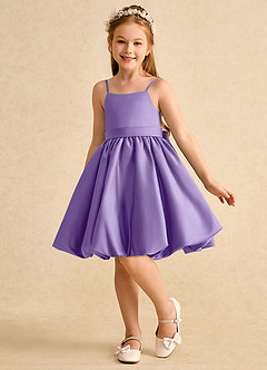 Azazie Davine vestidos de niña de las flores Vestido de Tahití de Satin Mate de Corte En A con Tirante Espagueti image5