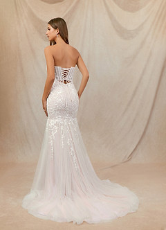 Azazie Aliana Wedding Dresses Diamond White Rose Petal Mermaid Lace Tulle Dress image7