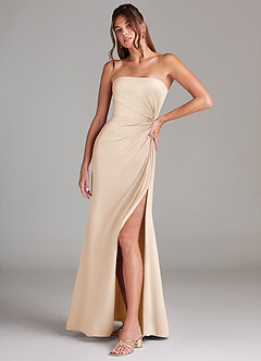 Azazie Aliani Bridesmaid Dresses White Alabaster Sheath Strapless Chiffon Convertible Dress image4