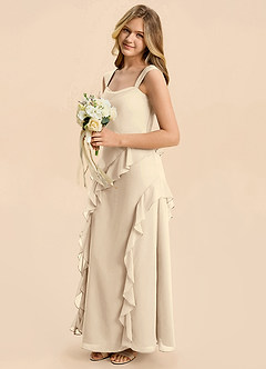 Azazie Sloane Junior Champagne A-Line Sweetheart Neckline Chiffon Dress image5