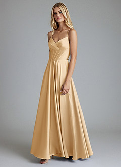 Azazie Alaia Suknie dla druhen Linia A Gorset Satyna elastyczna Do ziemi Sukienka image4