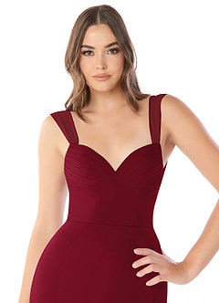 Azazie Audre Brautjungfernkleider Meerjungfrau-Linie Plissee Chiffon Kleid Burgunderrot image5