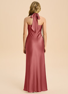 Azazie Chickie Junior Antique Rose Sheath Pleated Stretch Satin Dress image2