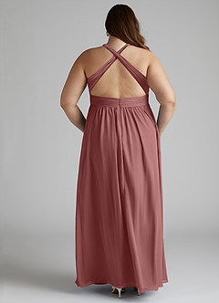 Azazie Ashia Final Sale Desert Rose A-Line Pleated Chiffon Dress image11