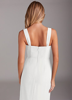Azazie Denice Bridesmaid Dresses White Sheath Pleated Chiffon Dress image8