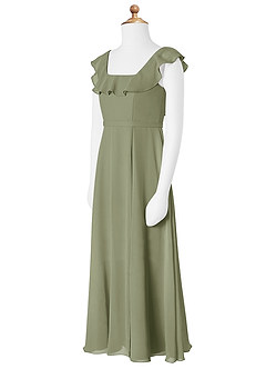 Azazie Jinny Junior Pistachio A-Line Ruched Chiffon Dress image6