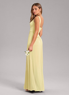 Azazie Frostine Bridesmaid Dresses Lemon Sorbet A-Line Bow Stretch Satin Dress image7