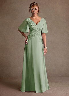 Azazie Milliat Suknie dla Matki Panny Młodej Linia A Koronka Szyfon Długość podłogi Sukienka image1