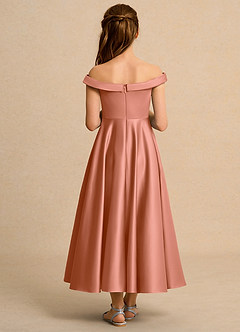 Azazie Teeny Junior Formal vestidos de niña de las flores Vestido de Mai Tai de Satin Mate de Corte En A con Plisado image2