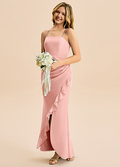 Azazie Buzzy Junior Robe Fourreau en Mousseline de soie Plissée Rosette image3