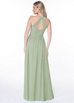 Azazie Jaclyn Brautjungfernkleider A-Linie Plissee Chiffon Kleid Staubiger Salbeigrün image2