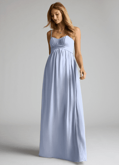 Azazie Llana Maternity Bridesmaid Dresses A-Line Chiffon Floor-Length Dress image3