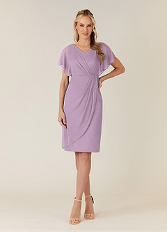 Azazie Waverly Mother of the Bride Dresses Wisteria Sheath Pleated Mesh Dress image1