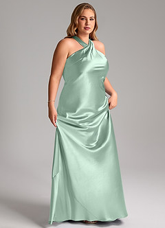 Azazie Doretta Robes de demoiselle d'honneur Robe Sirène en Satiné métallisé Arc Agave image11