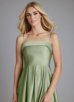 Azazie Lucienne Vestidos de damas de honor Vestido de Salvia Polvorienta de Satén Elástico de Corte en A Convertible con Sin tirantes image5