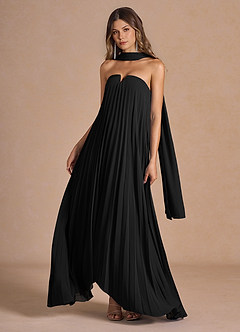Nahla Black Allover Pleated Maxi Dress image1