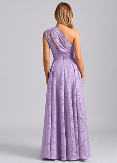 Azazie Charlize Final Sale Lilac A-Line One Shoulder Floral Burnout Dress image2