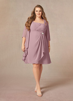 Azazie Olivia Abiti per la Madre della Sposa Abito A-Line in Chiffon Plissettato con Scollo Quadrato Rosa Polverosa image7
