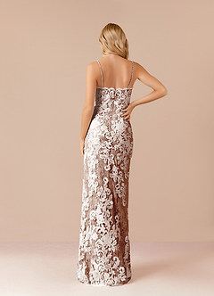 Azazie Mireya Wedding Dresses Diamond White Mocha Sheath Sequins Tulle Dress image7