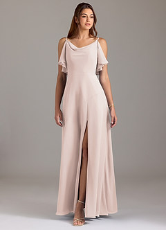 Azazie Darcia Bridesmaid Dresses Rose Petal A-Line Side Slit Chiffon Dress image3