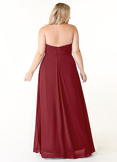 Azazie Tessie Bridesmaid Dresses Pomegranate A-Line V-Neck Pleated Chiffon Dress image7