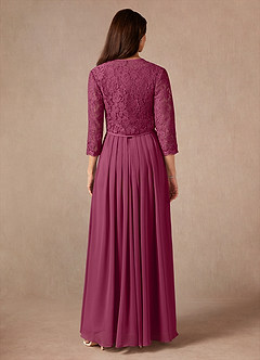 Azazie Ainsling Mother of the Bride Dresses Mulberry A-Line Square Neckline Lace Chiffon Dress image2