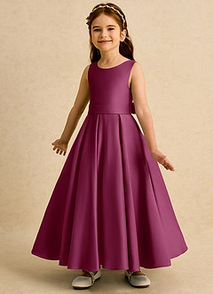 Azazie Mapel vestidos de niña de las flores Vestido de Mora de Satin Mate de Princesa con Plisado image5