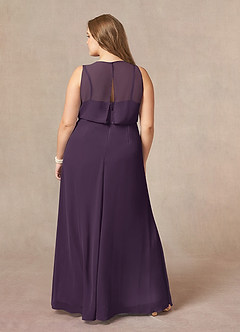 Azazie Marchioness Mother of the Bride Dresses Plum A-Line Scoop Pleated Chiffon Dress image8