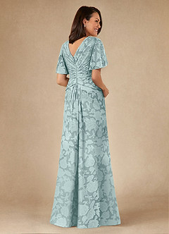 Azazie Emmeline Mère de la mariée Robes Robe Trapèze en Blumen-Burnout Plissée Brume image2