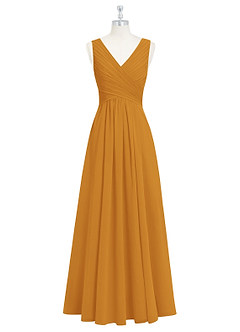 Azazie Flora Bridesmaid Dresses Butterscotch A-Line Pleated Chiffon Dress image7