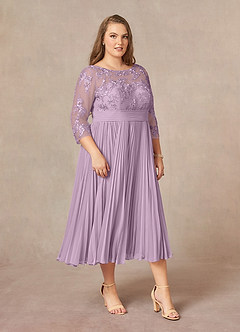 Azazie Tutu Mother of the Bride Dresses Wisteria A-Line Boatneck Lace Chiffon Dress image10