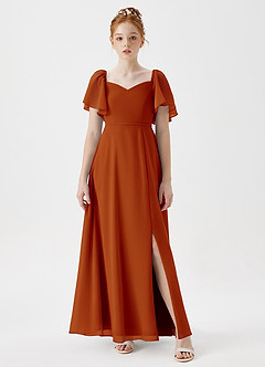 Azazie Chloe Junior Paprika A-Line Sweetheart Neckline Chiffon Dress image4