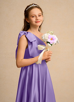 Azazie Guppy Junior Formal Flower Girl Klänningar Klä A-Line i Matt satäng Ena axeln image6