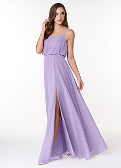 Azazie Lupe Final Sale Lilac A-Line Scoop Blouson Chiffon Dress image3