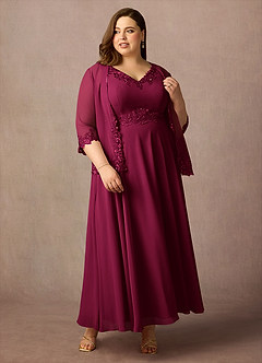 Azazie Devana Mère de la mariée Robes Robe Trapèze en Mousseline de soie Sequins Bourgogne image11