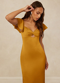 Christian Siriano Bridal for Azazie 1005 Brautjungfernkleider Etui Herzausschnitt Stretch-Satin Kleid Butterscotch image6