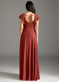 Azazie Bondi Bridesmaid Dresses Terracotta A-Line Ruched Mesh Dress image8
