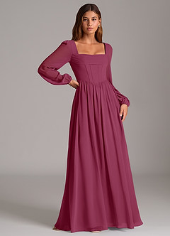 Azazie Maree Bridesmaid Dresses Mulberry A-Line Corset Chiffon Dress image3