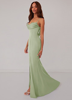 Barbie ♥ Azazie Bridesmaid Dresses Dusty Sage Mermaid Corset Stretch Satin Dress image4