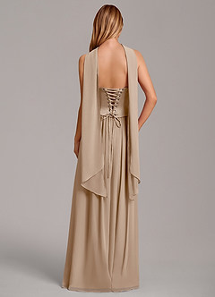 Azazie Cadence Bridesmaid Dresses Taupe A-Line Corset Stretch Satin Convertible Dress image4