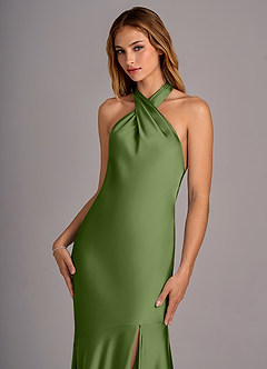 Azazie Lorena Bridesmaid Dresses Juniper Mermaid Pleated Stretch Satin Dress image6