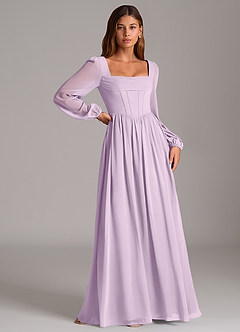 Azazie Maree Brudtärnklänningar Klä av A-Linje i Chiffong Korsett Frostad Lila image3