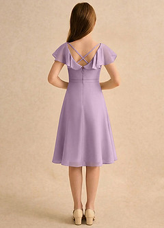 Azazie Narin Girls Formal Flower Girl Dresses Wisteria A-Line with Sleeves Chiffon Dress image2
