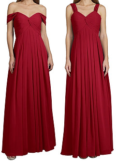 Azazie Kaitlynn Vestidos de damas de honor Vestido de Escarlata de Gasa de Imperio Convertible con Fruncido image8
