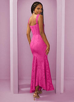 Barbie ♥ Azazie Brautjungfernkleider Etui Seitliche Cut-Outs Blumen-Burnout Kleid Barbie Pink image2
